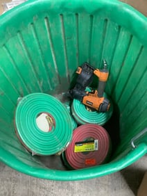 Trash can with oxy acetylene hoses (new in package)