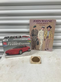 Lot of John Wayne book, car and coin
