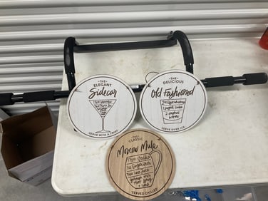 Lot of liquor signs and exercise bar