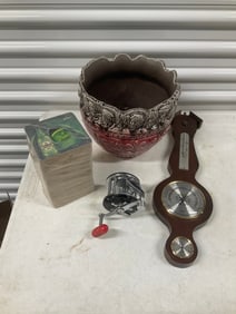 Lot of Mcgalica type glass planter and more