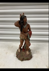 Clay Native American statue 15in