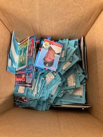 box full of baseball cards, various years