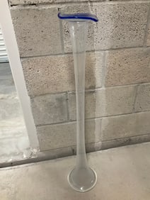 large decorative art glass vase stands 34" tall