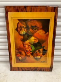 Chuck Oberstein Signed CLown artwork on wood 24x17