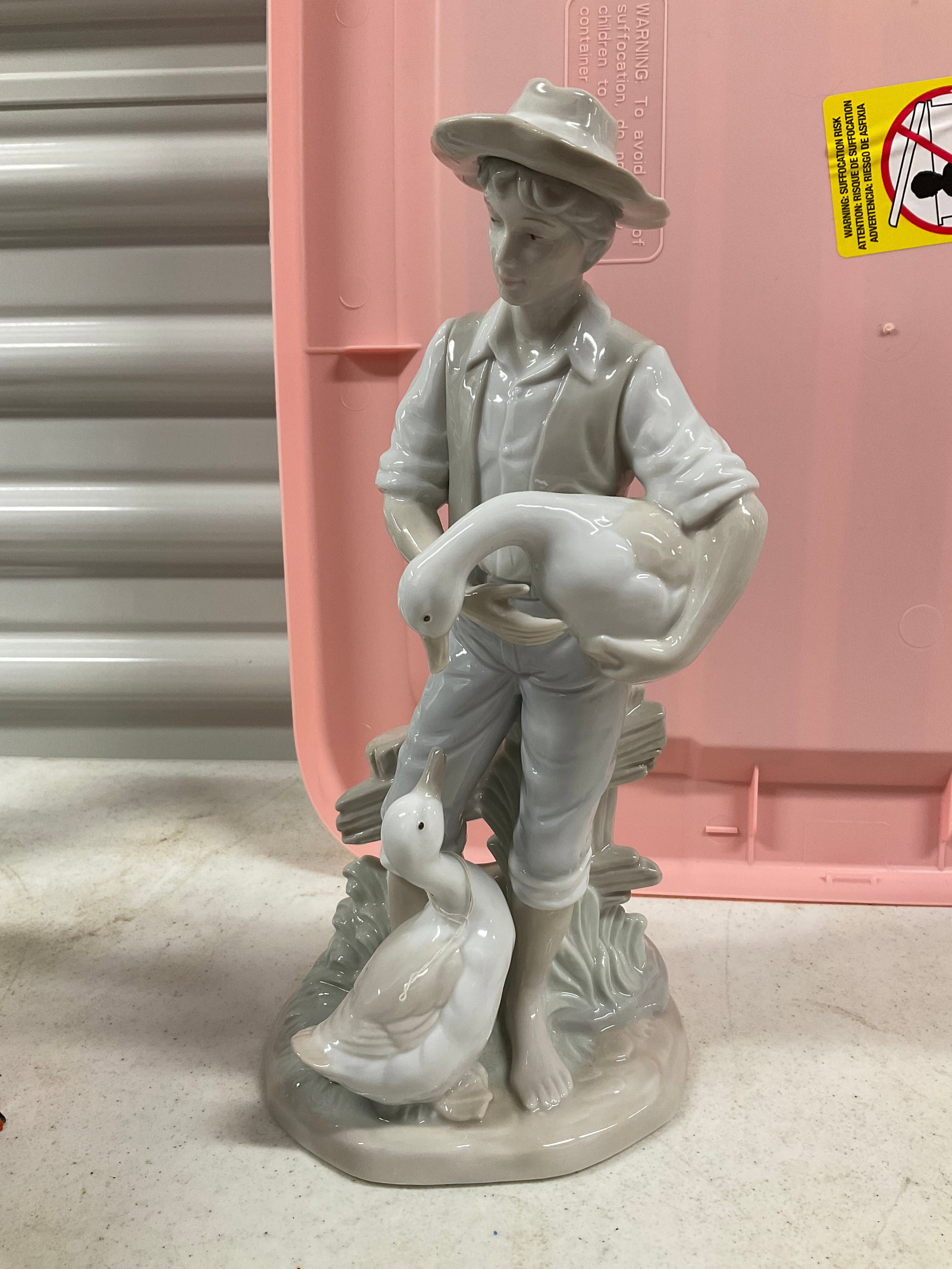 Boys & Duck 11in figurine Vintage Porcelain: Boys & Duck 11in figurine Vintage Porcelain