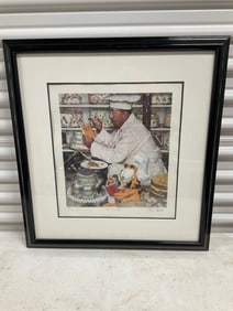 Jim Davis "Garfield visits Rockwell, How to Diet" Lithograph in color on woven paper with embossed