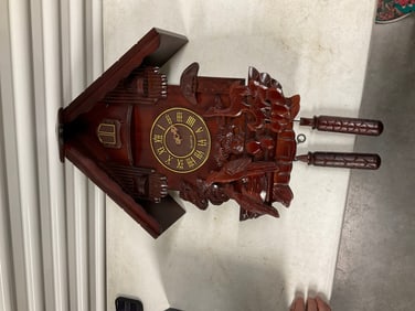 Hand Carved quartz cuckoo clock 27x17