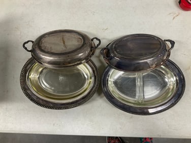 Lot of 2 sterling silver fish bowls