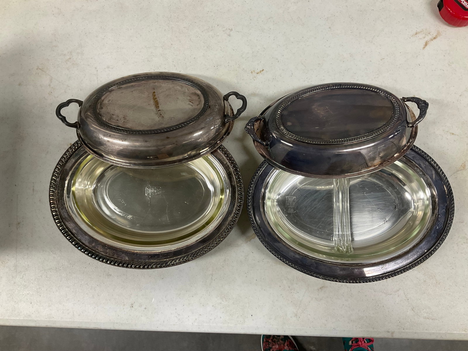 Lot of 2 sterling silver fish bowls: Lot of 2 sterling silver fish bowls