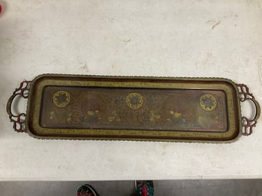 Brass peacock serving tray