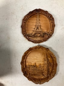 Wooden hand carved wall hanging plaques 6in long