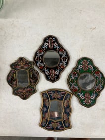 Lot of 4 stained glass mirror wall hangings