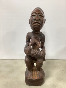 Hand carved wooden tribal decor(16.5in.tall)