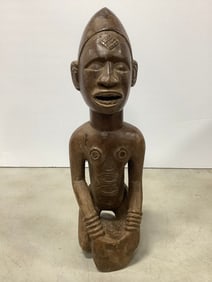 Hand carved wooden tribal decor(13.25in.tall)
