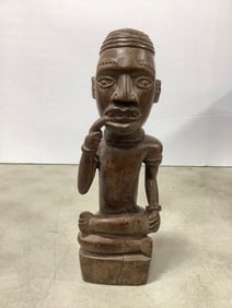 Hand carved wooden tribal decor(10.75in.tall)