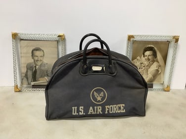 U.S. Air Force bag and framed portrait photographs(11in.x13in.)