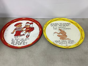 Vintage metal trays/plates(12.5in.across)