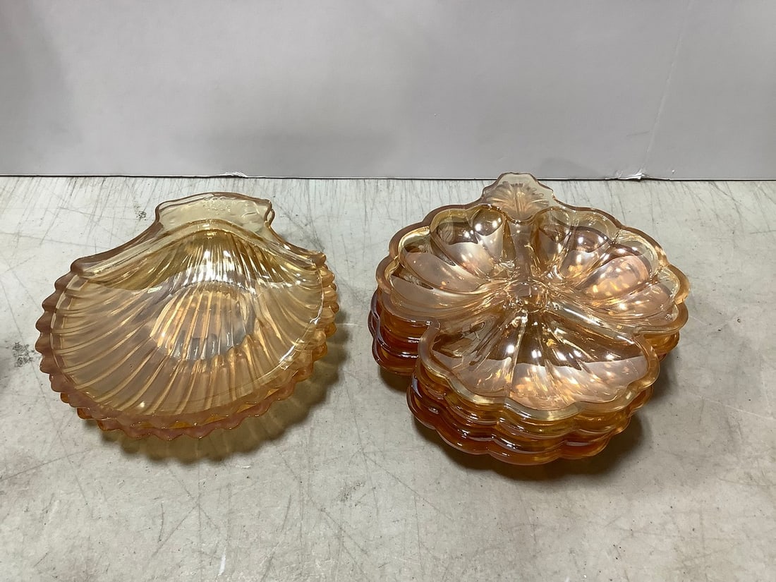 Amber depression glass plates(longest 7in.) (1 of 1)