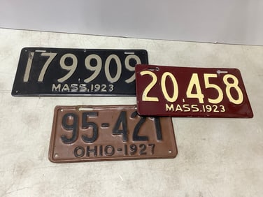 Vintage license plates(Mass. 1923 and Ohio 1927)