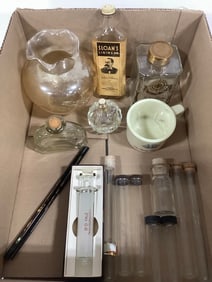 Glass containers, vase, B.D. Yale glass syringe, and more