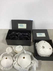 Porcelain shell Urchin T-light set of 2