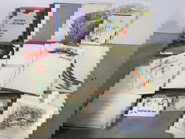 Various cards, envelopes, and party invitations