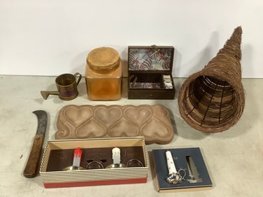 Cornucopia basket, salt/pepper candleholder shakers, and more