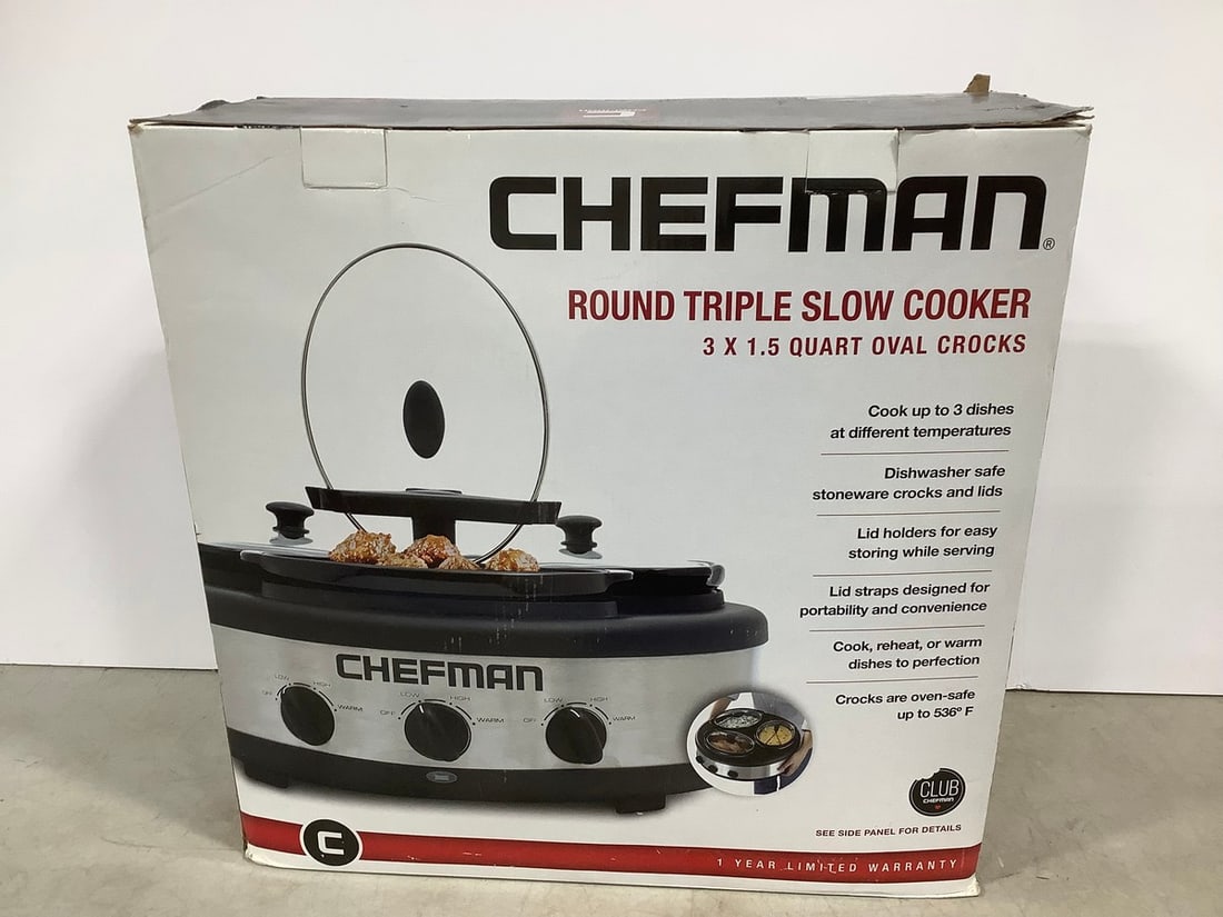 Chefman round triple slow cooker (3x1.5 quart oval crocks) (1 of 1)