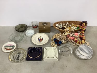 Various ashtrays, marble coasters, and more(tallest 3in.)