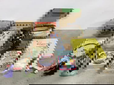 Vintage dolls, vintage log cabin pieces,viewmaster stereo viewer, and more