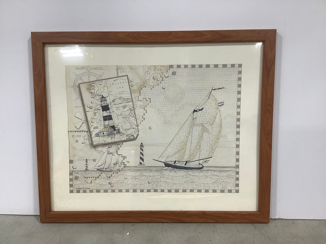 Framed Ship's Wheel print(17.5in.x21.5in.): Framed Ship's Wheel print(17.5in.x21.5in.)