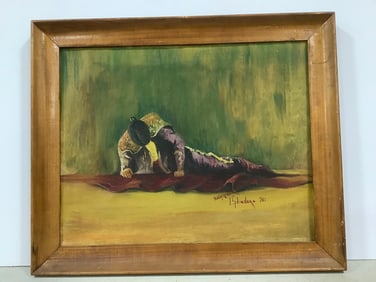 Framed bullfighter painting signed J. Splendora(19.5in.x23.5in.)