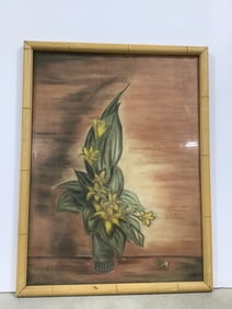 Framed floral artwork(19.5in.x26in.)