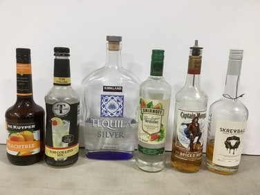 Various alcohol(Captain Morgan, Skrewball, Smirnoff, Captain Morgan spiced rum, and more-different