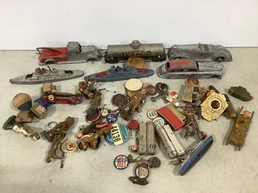 Vintage lighters, pins, and more