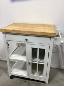 Rolling cart kitchen organizer(32in.x18in.x35in.-2 wheels missing)