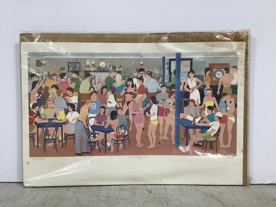 1984 The Bluffs Bar art print signed Dick Labonte(17.5in.x12in.) (1 of 1)