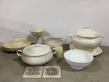 Lenox candy dish, ceramic serving pot with ladle, and more(tallest 8.5in.)