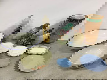 Hand painted plate rom portugal, woven basket, and more(11in.tallest)