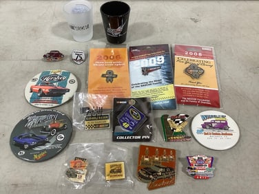 Vintage NASCAR racing lot(pins, shot glasses)