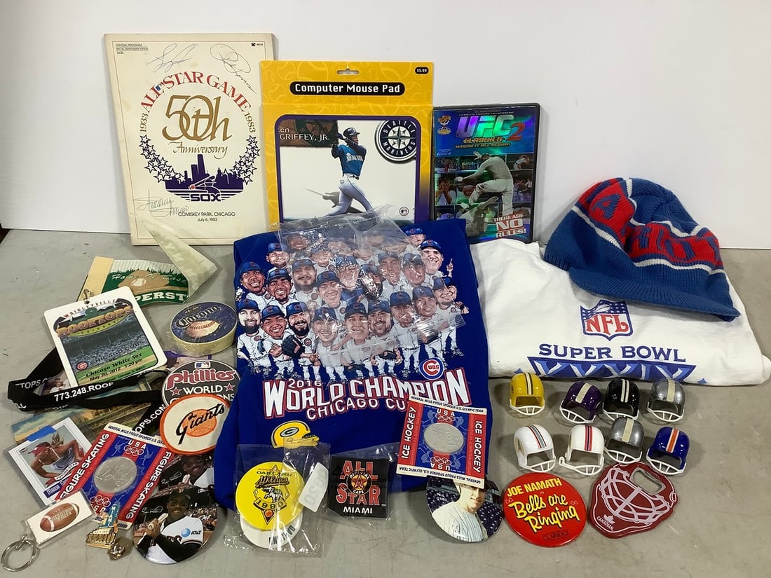 Vintage sports lot(Cubs, Phillies, Patriots, signed 1983 All Star Program and more) (1 of 1)