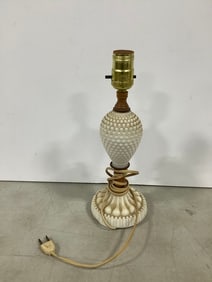 Hobbnail milk glass lamp(12in.tall)