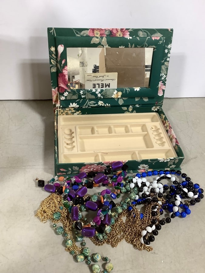 Various Costume Jewelry and Decorative Jewelry Box (2inx10inx6.5in) (1 of 1)