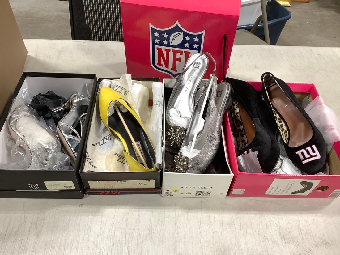 NY Giants wedges(10), Anne Klein dress shoes(10), Jazz shoes(9.5), and Pelle silver heels(10): NY Giants wedges(10), Anne Klein dress shoes(10), Jazz shoes(9.5), and Pelle silver heels(10)