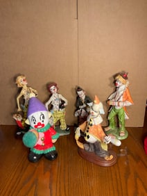 Lot of 6 ceramic clowns 1950's