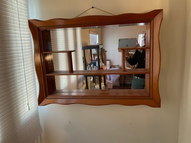 1950's mirrored shadow box wall shelf 35x24