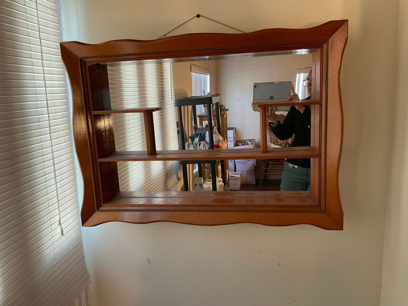 1950's mirrored shadow box wall shelf 35x24 (1 of 1)