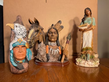 Early ceramic indian statues 14in tall
