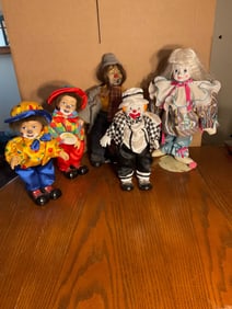 Lot of 5 ceramic clowns 1950's
