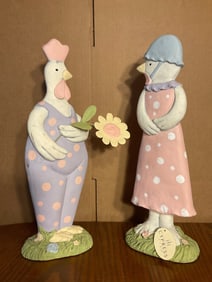 Syber ceramic Easter rooster and chicken statues